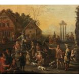 Jan van Bucken 1635 Antwerpen - 1690 - Italienische Marktszene mit Tempelruinen im Hintergrund -