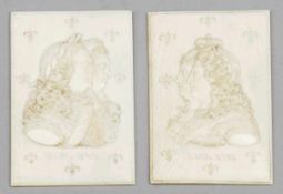 Paar Schnitzreliefs Frankreich, 19. Jahrhundert. - Ludwig XIV - - Ludwig XV - Elfenbein. 10,5 x 6,