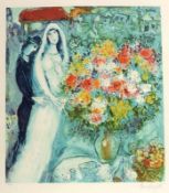 Marc Chagall 1887 Witebsk - 1985 St. Paul de Vence nach - "Brautpaar" - Granolithografie/Papier.
