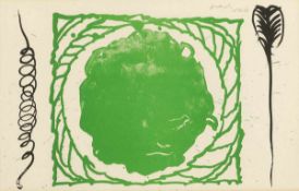 Pierre Alechinsky 1927 Brüssel - lebt in Bouvigal - "la reve d'ammonite" . Farblithografie/Papier.