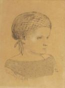 Johan Thomas Lundbye 1818 Kalundborg - 1848 Nähe von Bedstedt - Porträt eines Mädchens im