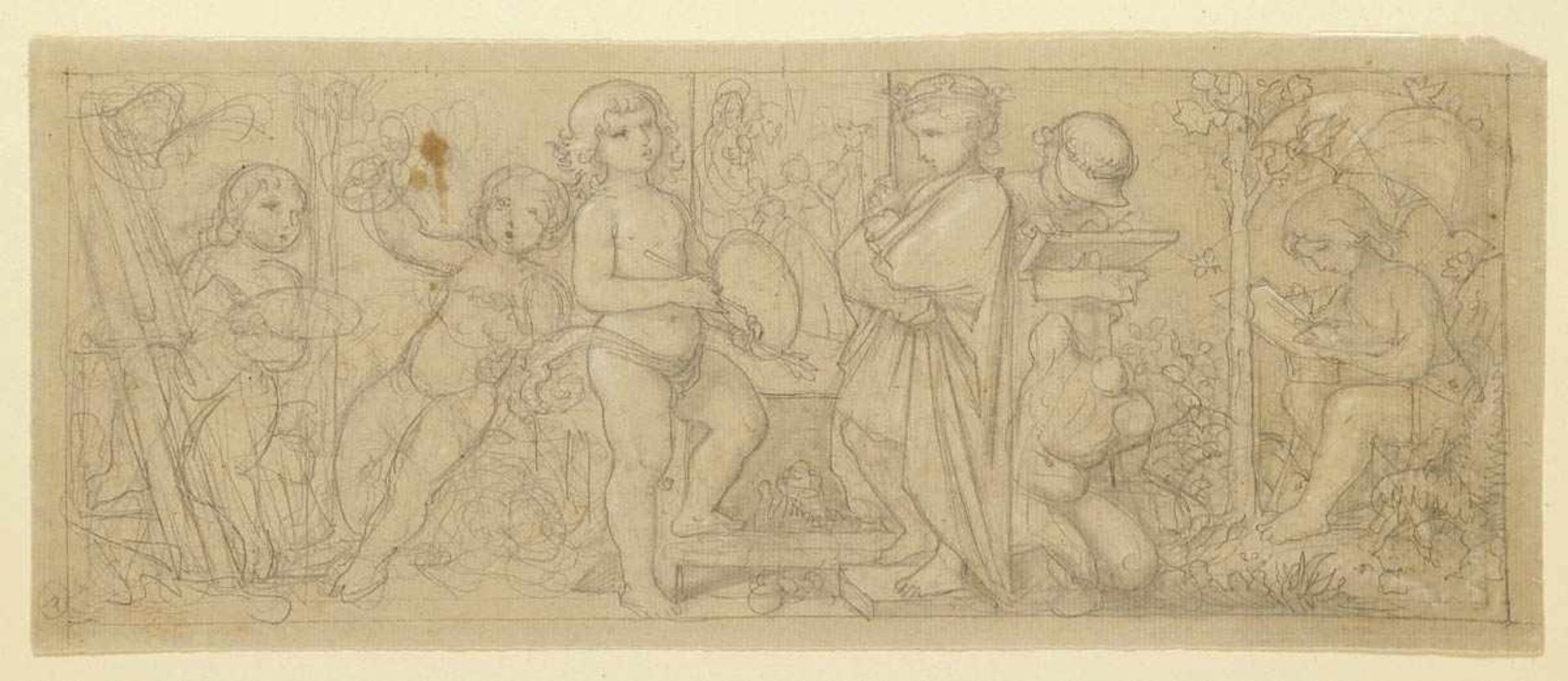 August Leopold Venus 1843 Dresden - 1886 Pirna - Puttenfries - Allegorie auf die Malerei -