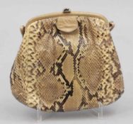 Handtasche mit Portemonnaie Schlangenleder. Tasche in Beutelform mit schmalem Trageriemen (20 x 23