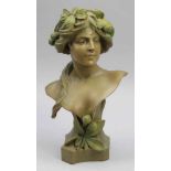 Jugendstil-Damenbüste Frankreich. Terracotta. H. 51,8 cm. Sign.: Bruyas. Am Sockel