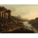 Horatius de Hooch um 1652 - 1686 - Klassische Landschaft mit Personen vor antiken Ruinen - Öl/Lwd.