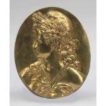 Reliefplakette Frankreich, 19. Jahrhundert. - "Marianne" - Bronze. Gold patiniert. 22 x 18 cm.
