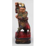 Figur des "Ne Zha" China. Holz. Polychrom bemalt. H. 21 cm. Auch bekannt als der Dritte