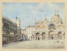 Vettore Zanetti-Zilla 1864 Venedig - 1945 Mailand - Der Markusplatz in Venedig mit Blick auf den