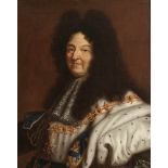 Hyacinthe Rigaud 1659 Perpignan - 1743 Paris Umkreis - Bildnis Ludwig XIV. - Öl/Lwd. Doubl. 82 x