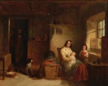 Thomas Webster 1800 London - 1886 Cranbrook - Heimkehr von der Jagd zu Frau und Kindern - Öl/Lwd.