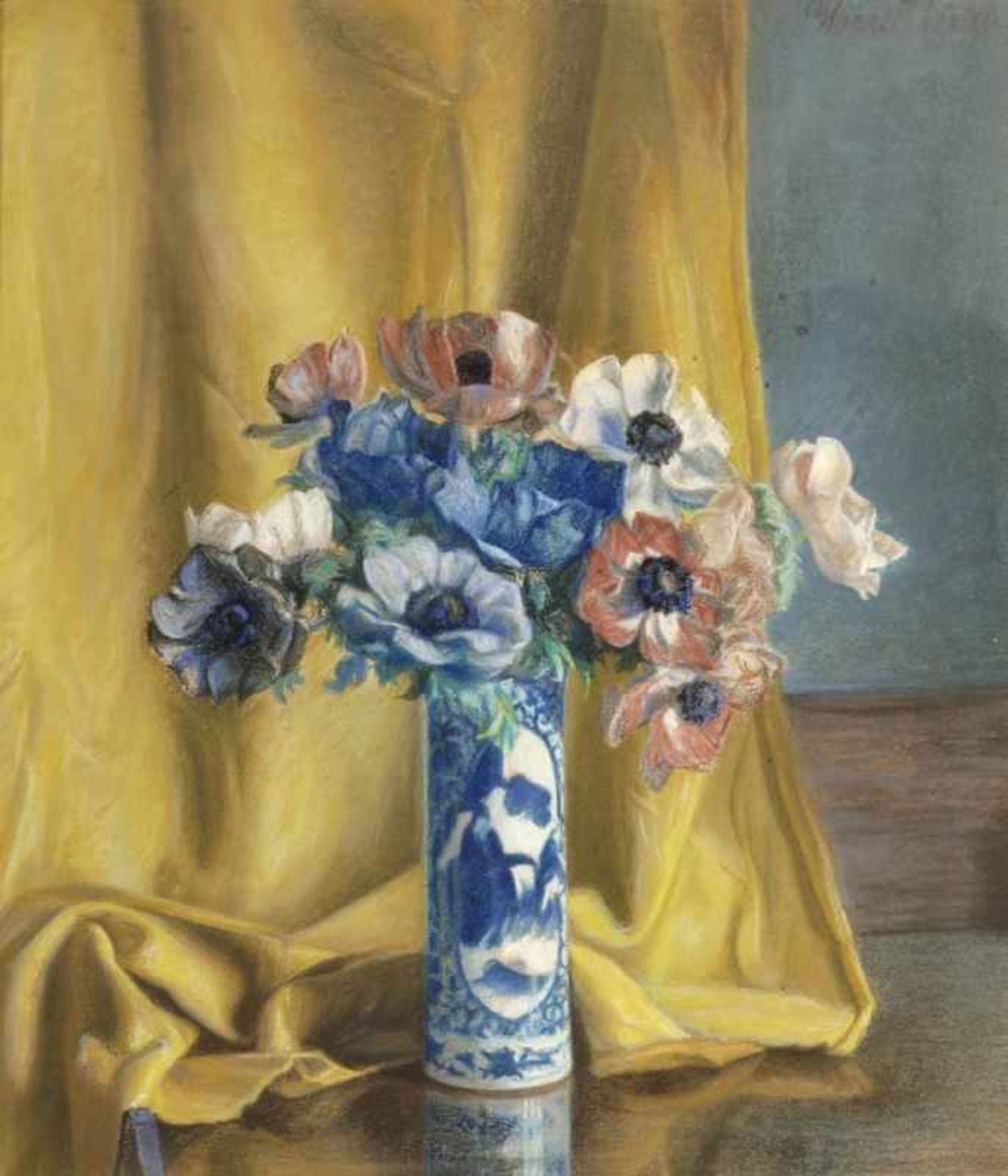 Harald Martin H. Holm 1866-1920 - Stillleben mit Blumen in chinesischer Vase - Pastell/Papier. Sign.