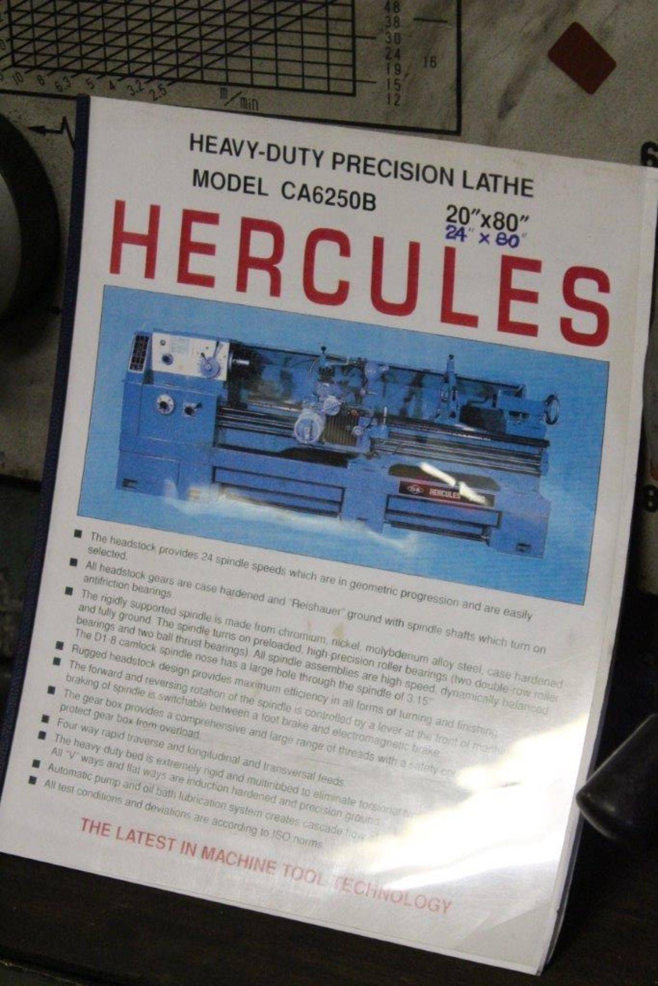 Hercules Gap Lathe- 20" swing, 7' bed with taper attachment and spare motors - Image 7 of 8