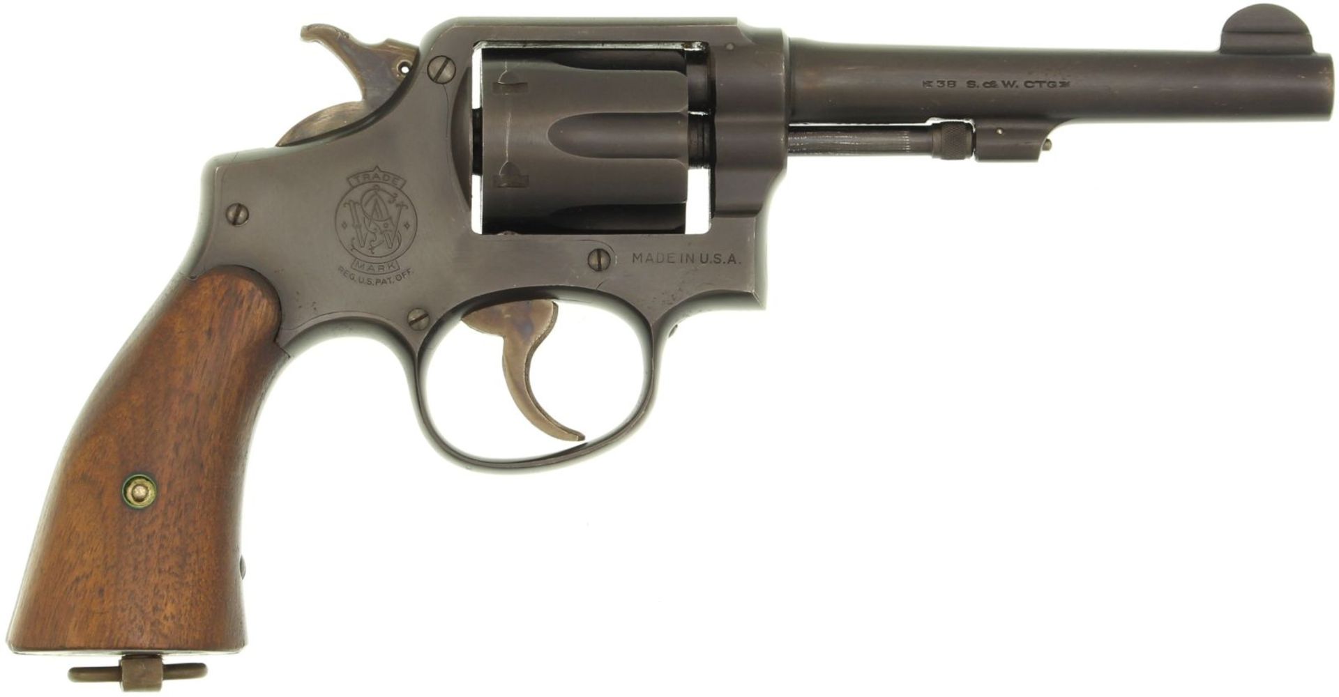 Revolver S&W MP, Kal. .38S&W@ Hand Ejector M&P Model 1905 4th change. Polierte und brünierte