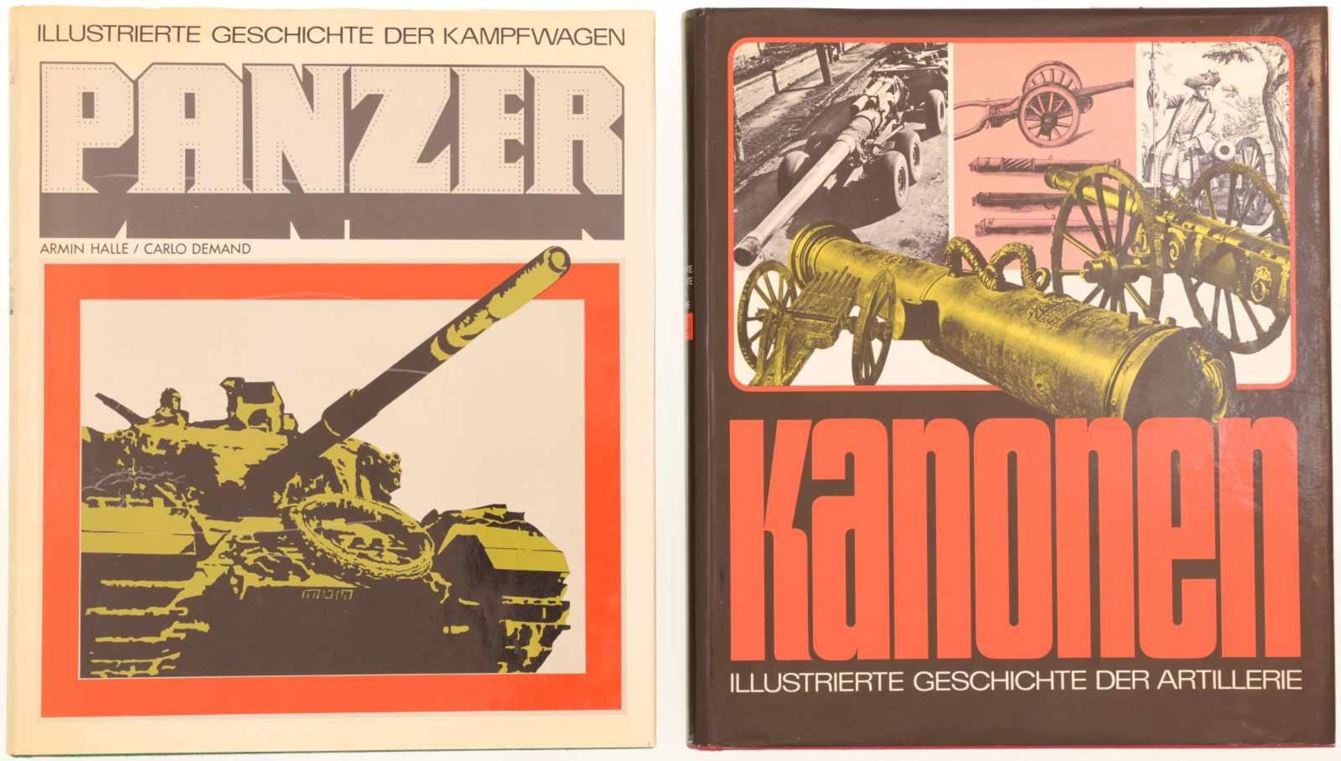 Konvolut von 2 Büchern@ 1. "Panzer" von Armin Halle / Carlo Demand, illustrierte Geschichte der