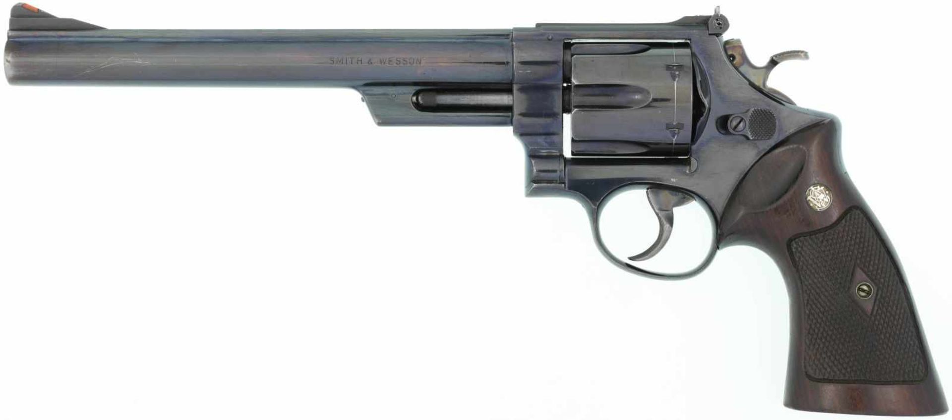 Revolver, S&W 29, Kal. .44Mag@ LL 8 3/4", brünierte, polierte Ganzstahlwaffe, DA-Abzug, Abzug und