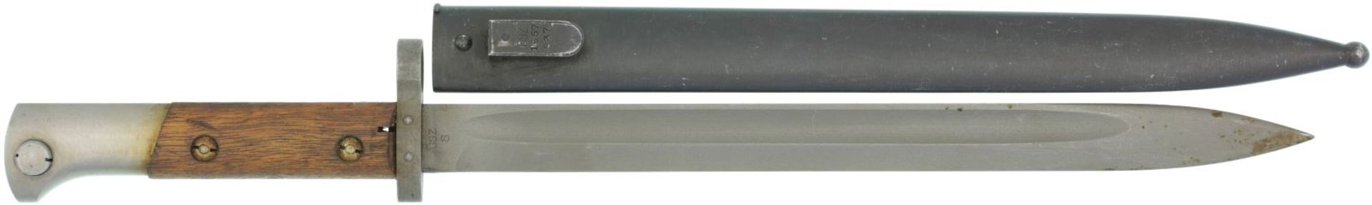 Bajonett VZ24 zu Mauser 98/24@ KL 300mm, TL 435mm, einschneidige phosphatierte Klinge mit