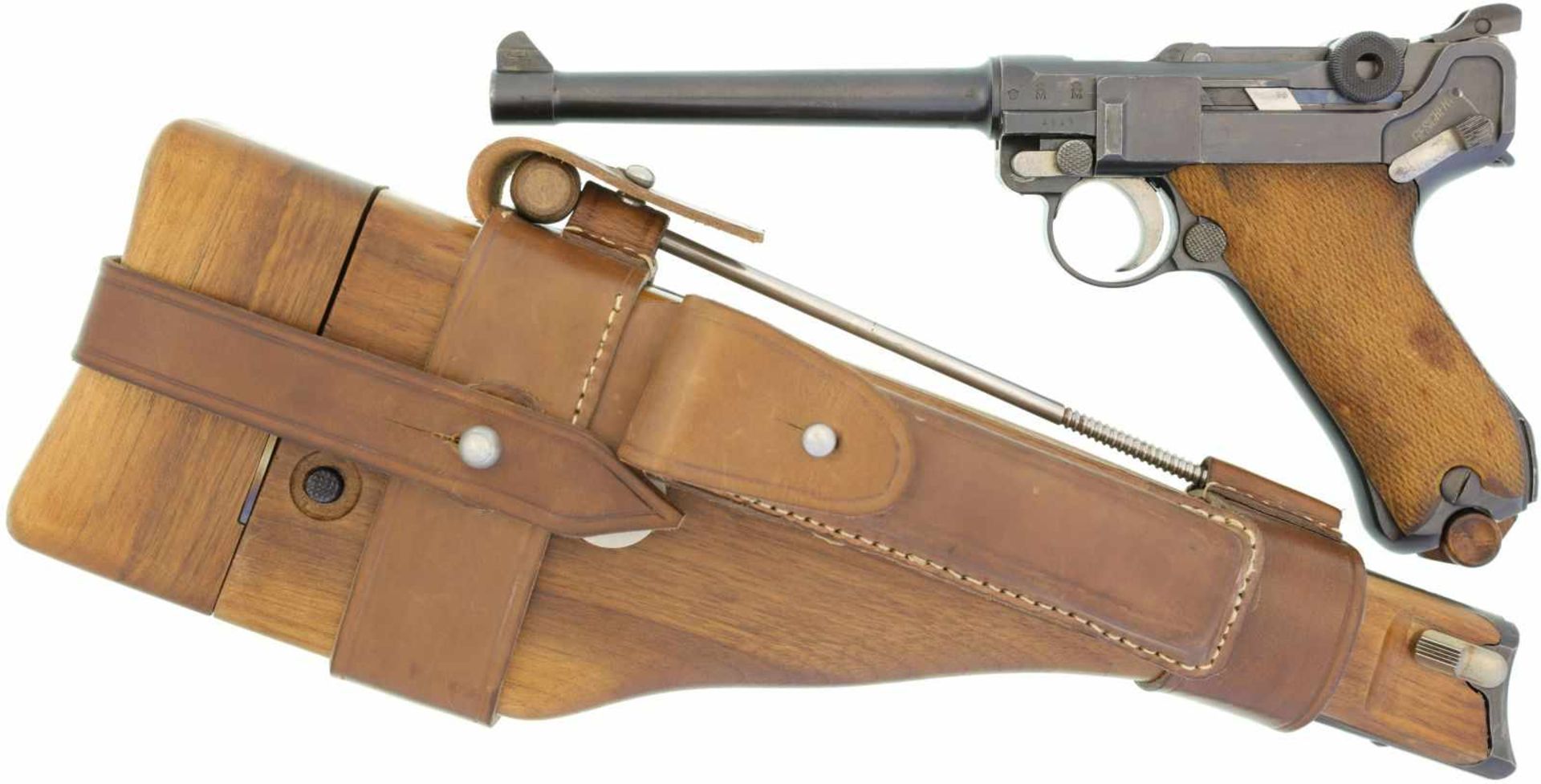 Pistole, Marine 1904, DWM 1917, Kal.9mmP@ LL 150mm, nummerngleiche Waffe mit fast vollständig