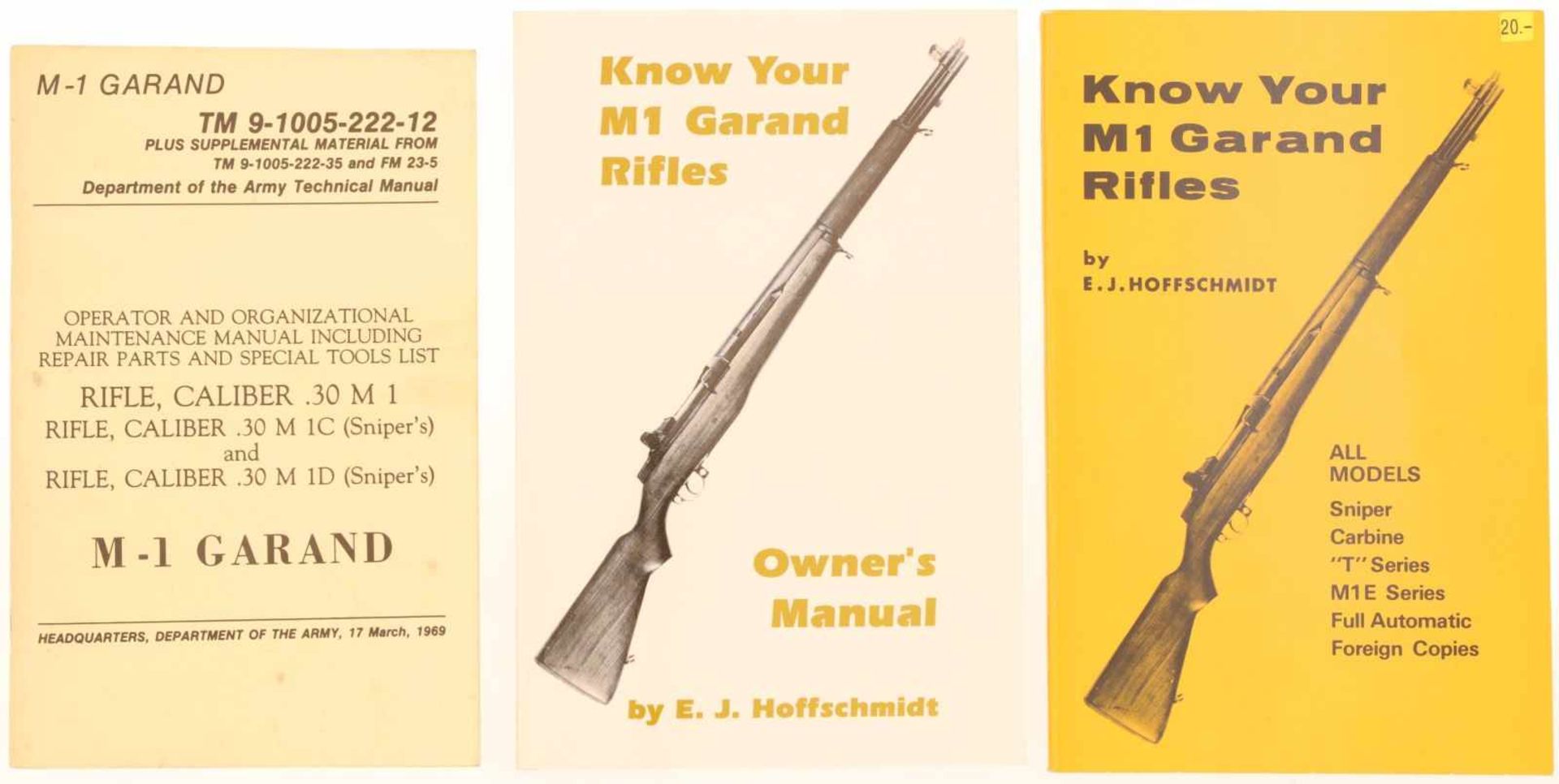 Konvolut von 3 Brochuren, Garand M1@ 1. "M-1 Garand", Departement of the Army, Technical Manual.