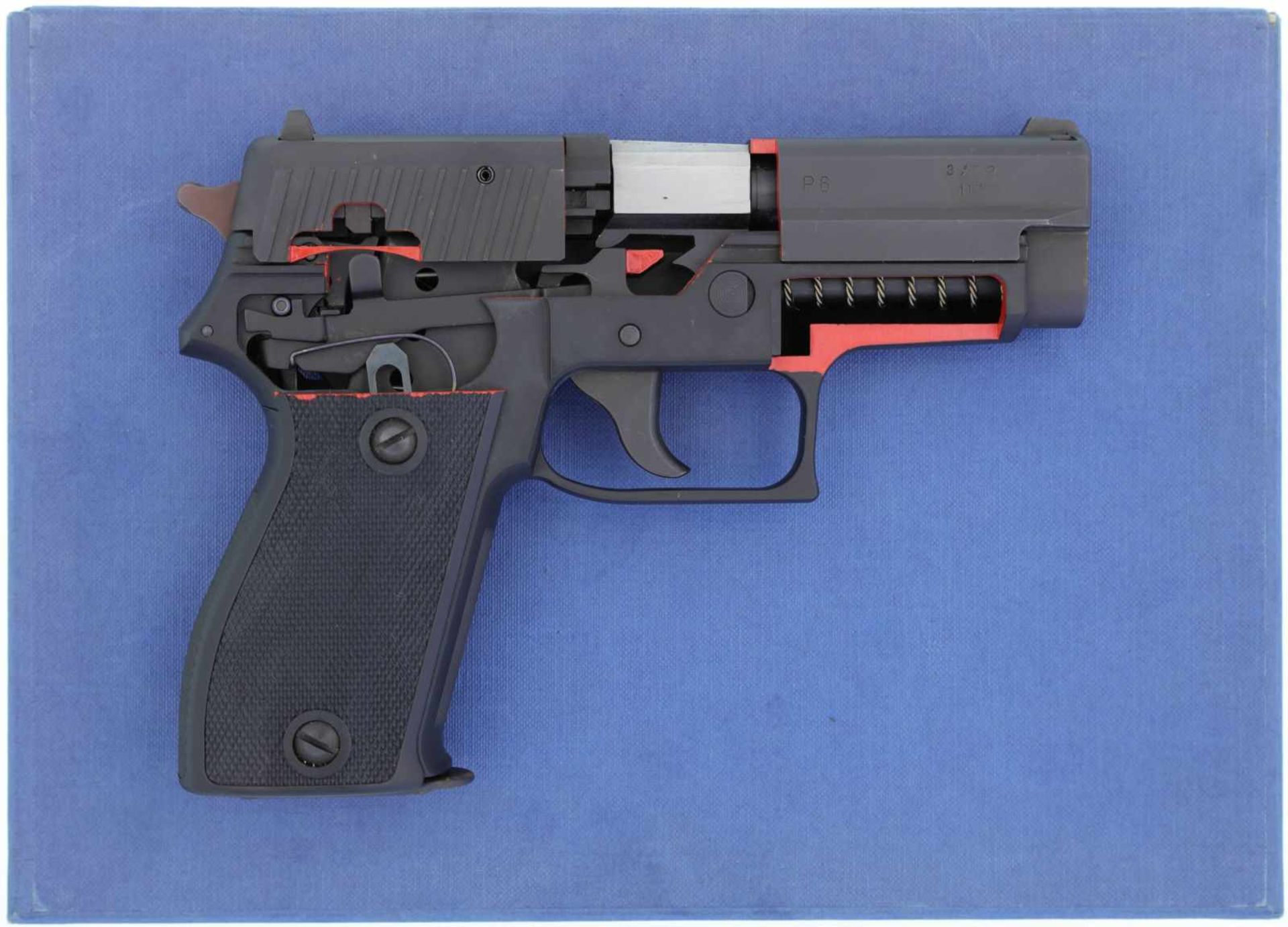 Pistole, Instruktions-/Schnittmodell, SIG-Sauer P225/P6,Deutsche Polizei, Kal. 9mmP@ Schwarz