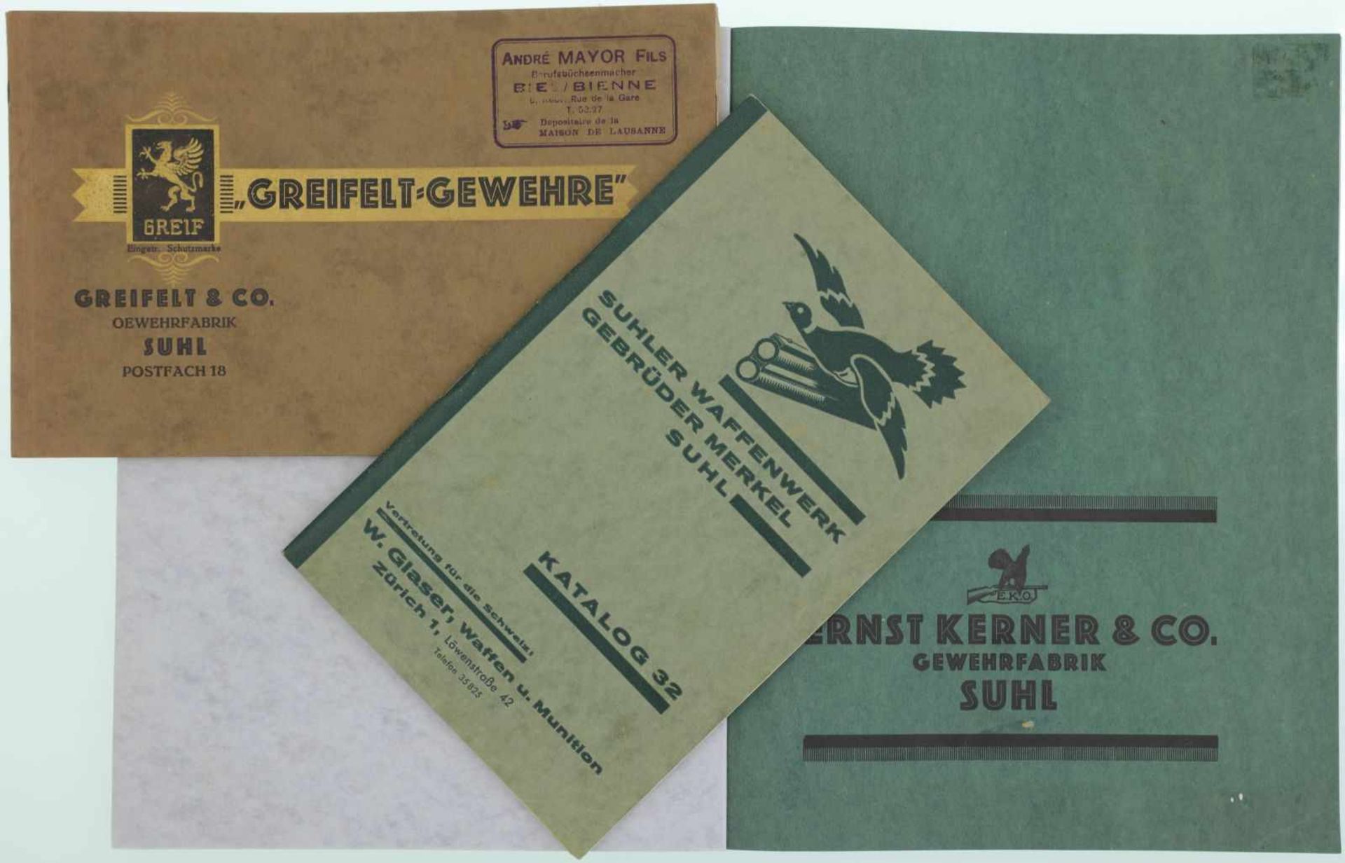 Konvolut von 3 seltenen Originalkatalogen@ 1. "Greifelt-Gewehre", Greifelt & Co. Gewehrfabrik