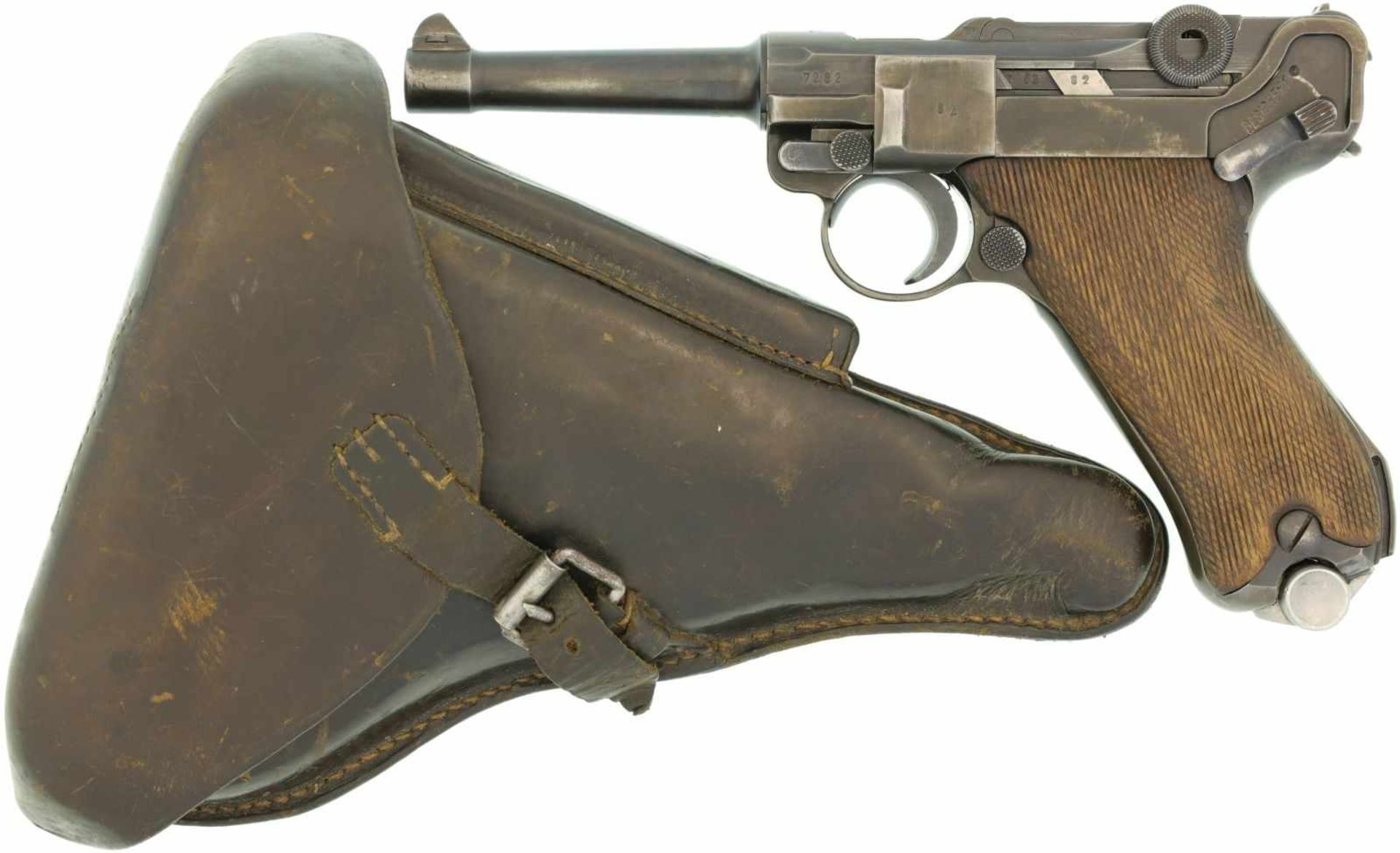 Pistole, P08 Mauser 1940, Code 42, Kal. 9mmP@ LL 100mm, brünierte Ganzstahlwaffe mit SA-Abzug,