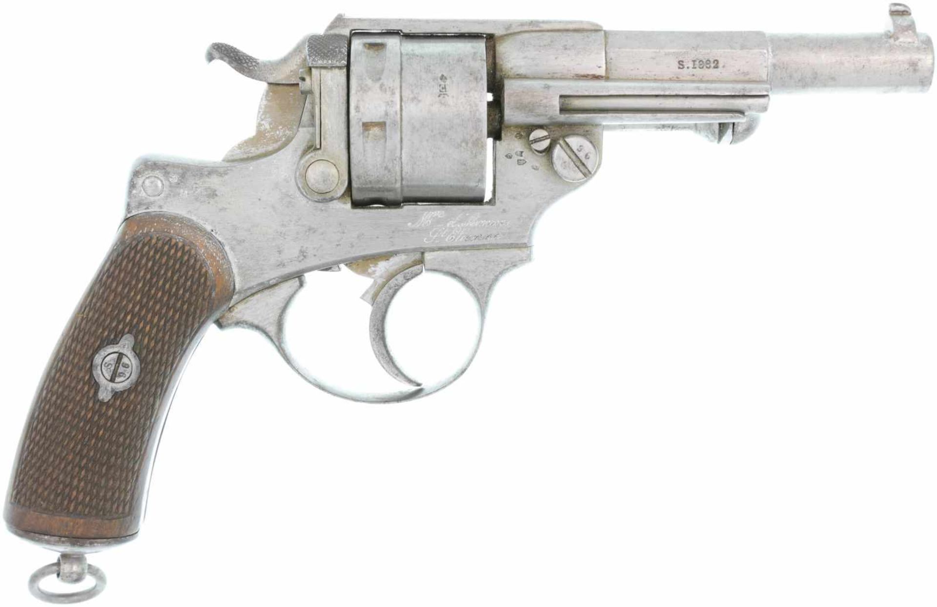 Revolver, Chamelot-Delvigne Mod. 1873, Kal. 11mm@ LL 115mm, blanke Ganzstahlwaffe, 6-schüssig mit