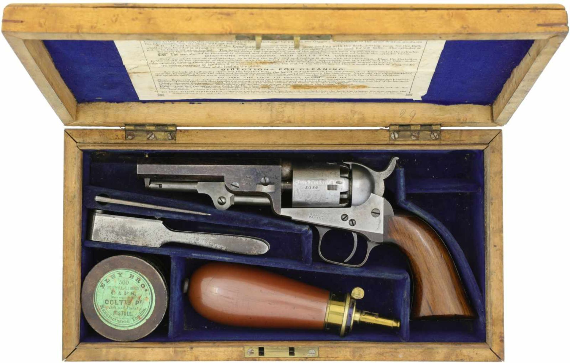 Perkussionsrevolver Colt London Model 1849 Pocket, Kal. .31@ LL 100mm, TL 220mm, originalgebläuter