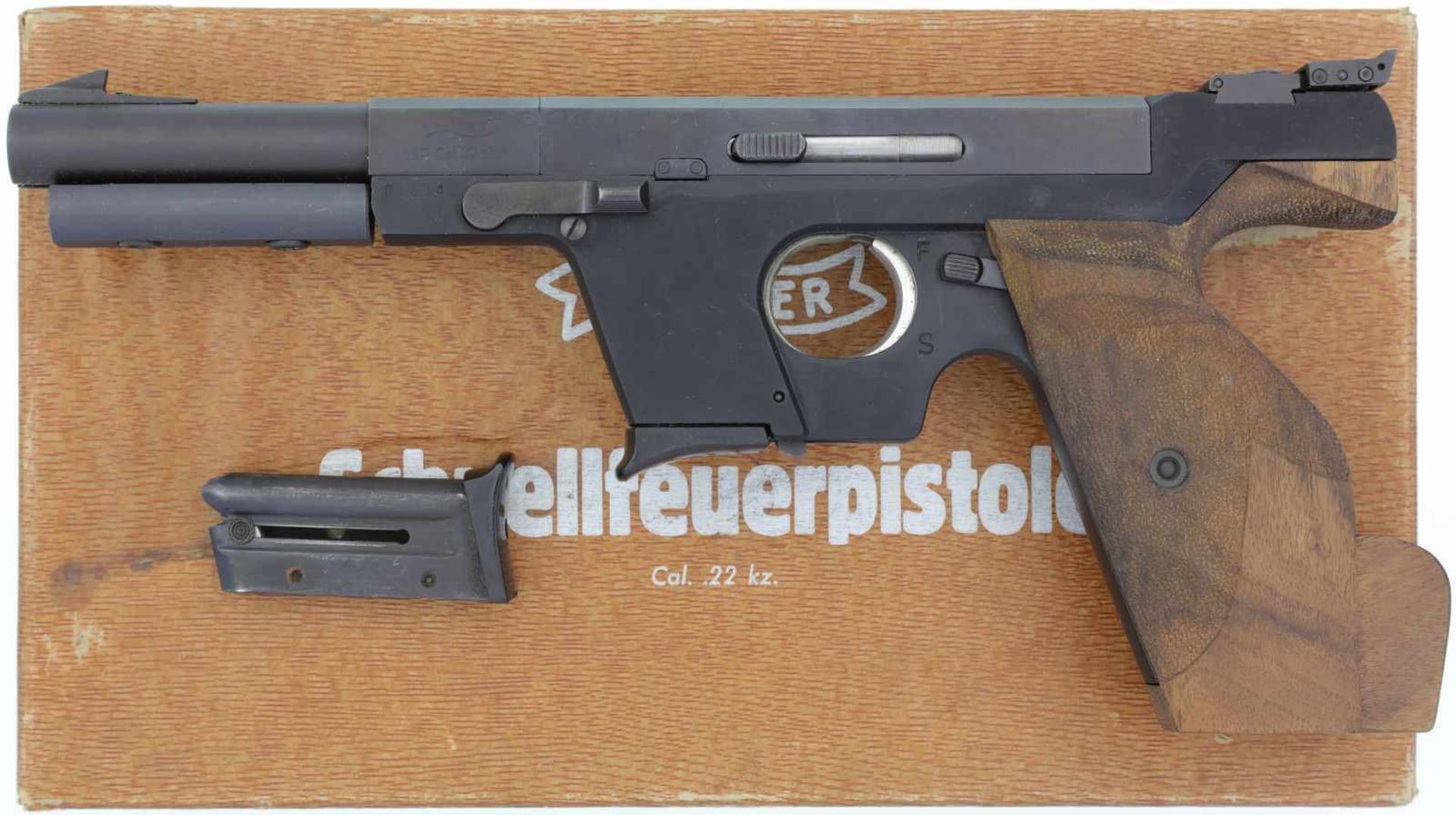 Sportpistole, Walther OSP, Kal. .22short@ LL 115mm, TL 300mm, Verschlussgehäuse und Lauf