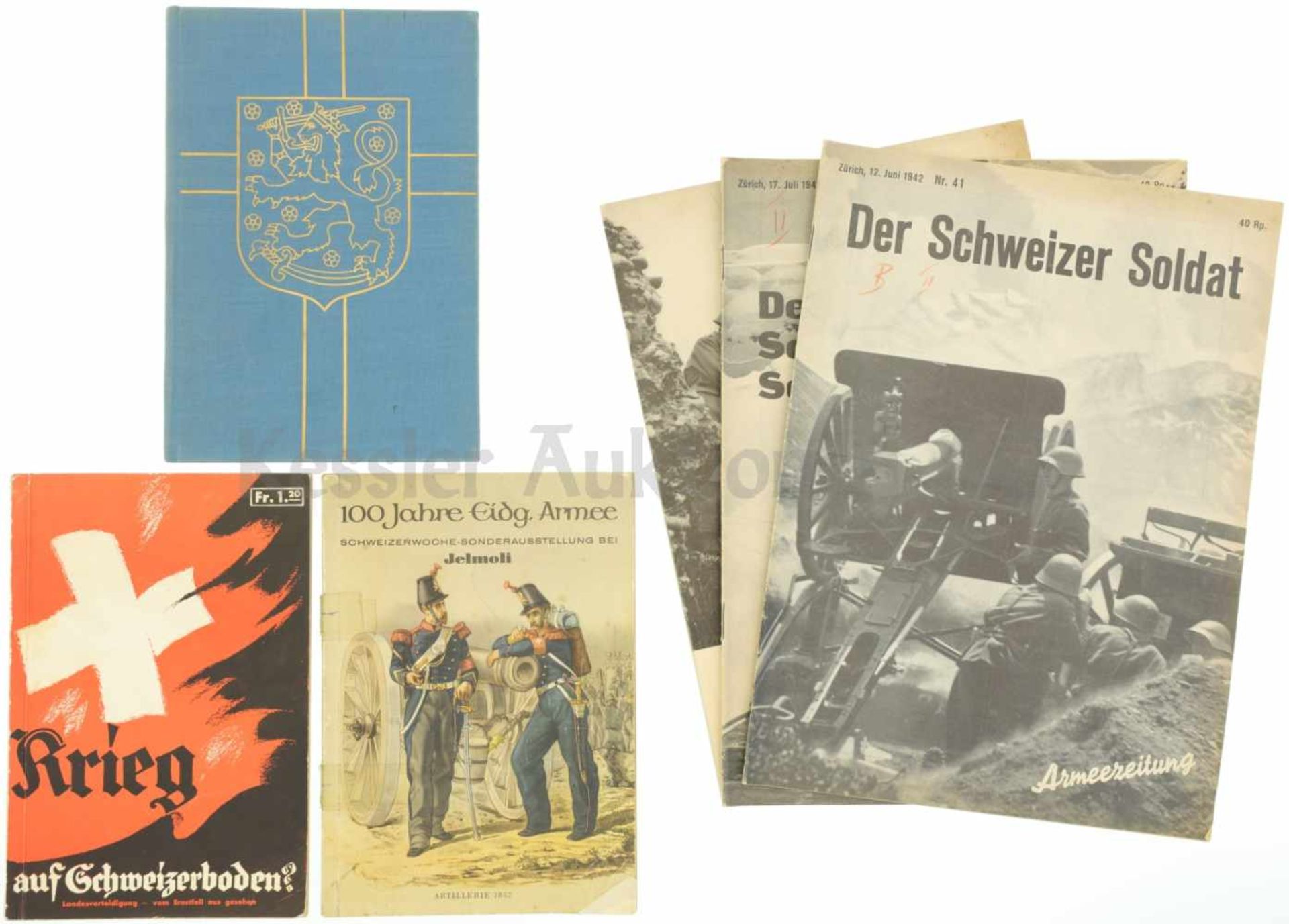 Konvolut von 6 Büchern CH-Armee 1848-1948 1. Krieg auf Schweizerboden? von Max Barthell, 2. 100