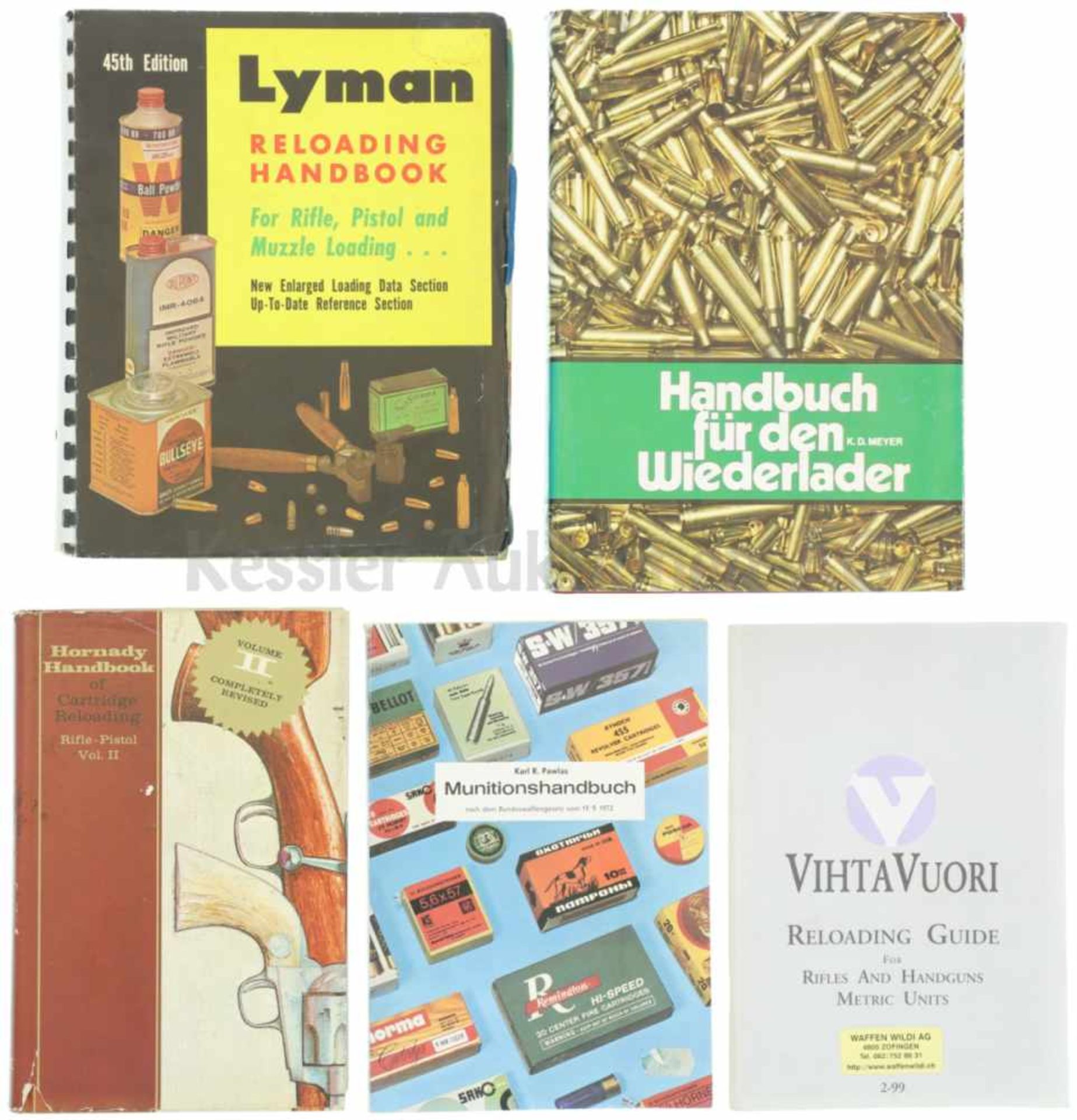 Konvolut von 5 Büchern Wiederladen 1. Hornady Handbook of Cartridge Reloading, Rifle-Pistol, Vol.