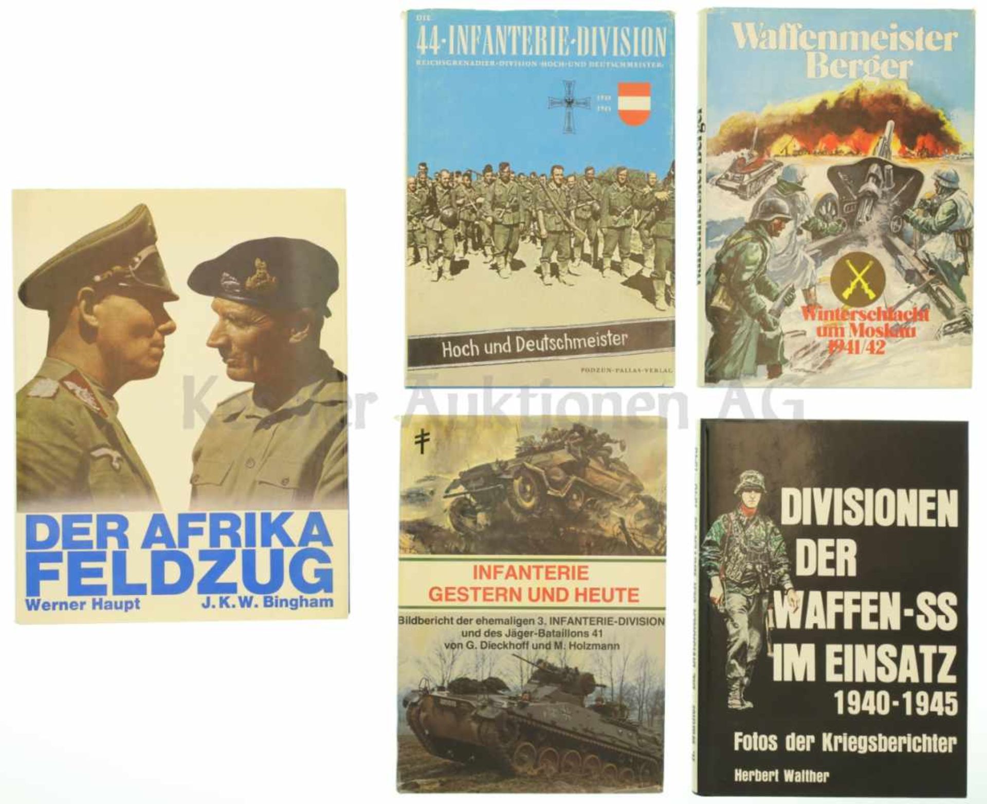 Konvolut von 5 Büchern 1. Die 44. Infanterie Division, 2. Infanterie gestern und heute, 3.