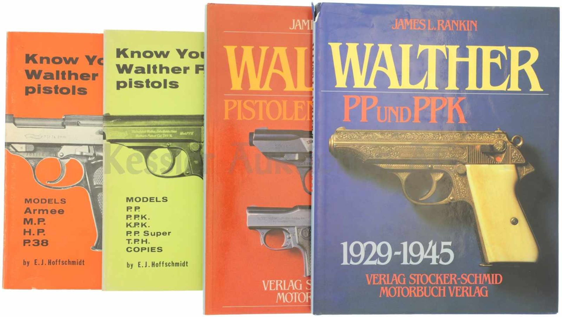 Konvolut von 4 Büchern Walther 1. Know your Walther P38 pistols, Models Armee, MP, HP, P38, by E.