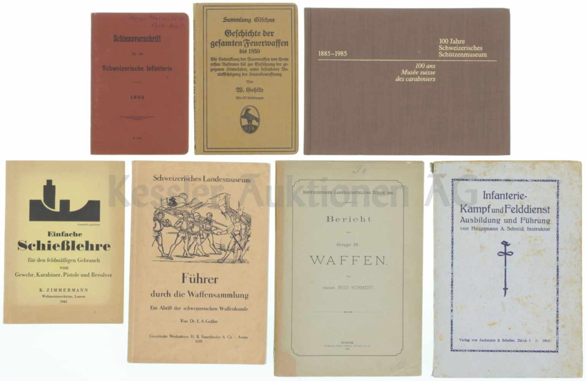 Konvolut von 7 Büchern 1. Schiessvorschrift für die Schweizerische Infanterie, 1905, M.1043., 2.