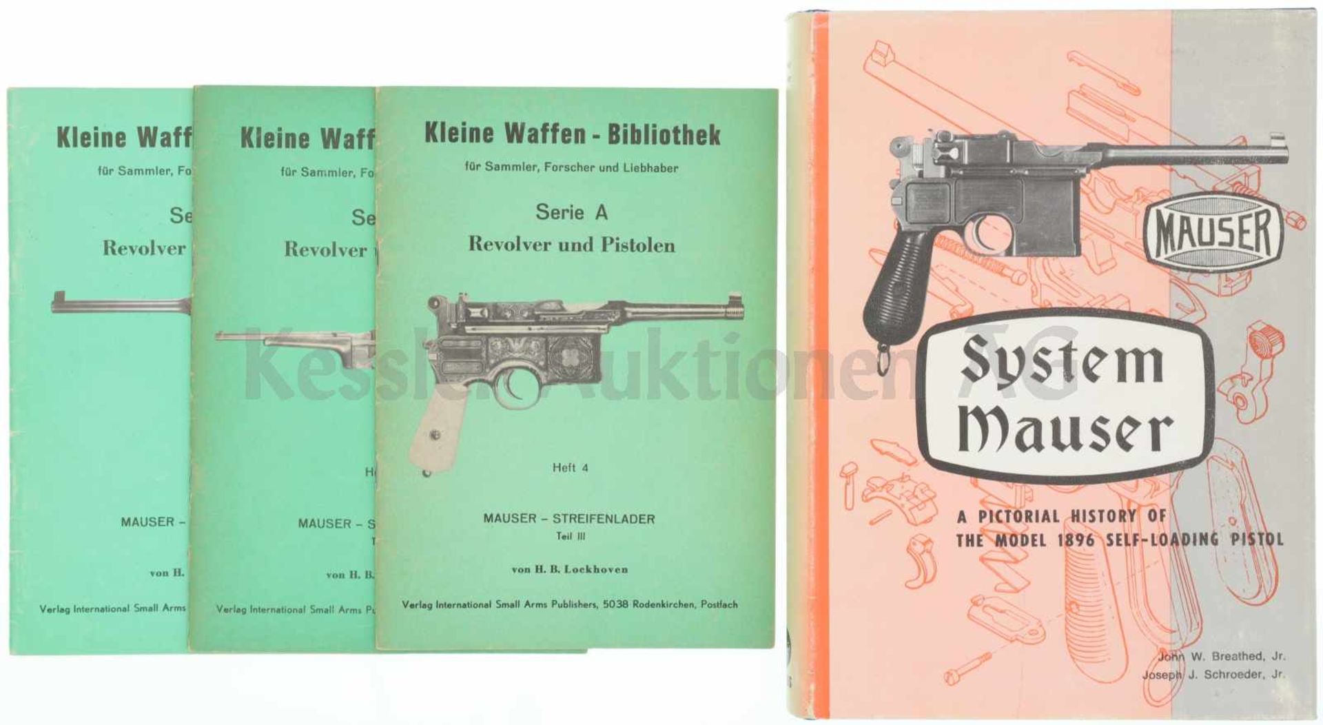 Konvolut von 1 Buch und 3 Heften 1. Kleine Waffen-Bibliothek, Serie A, Revolver und Pistolenj,