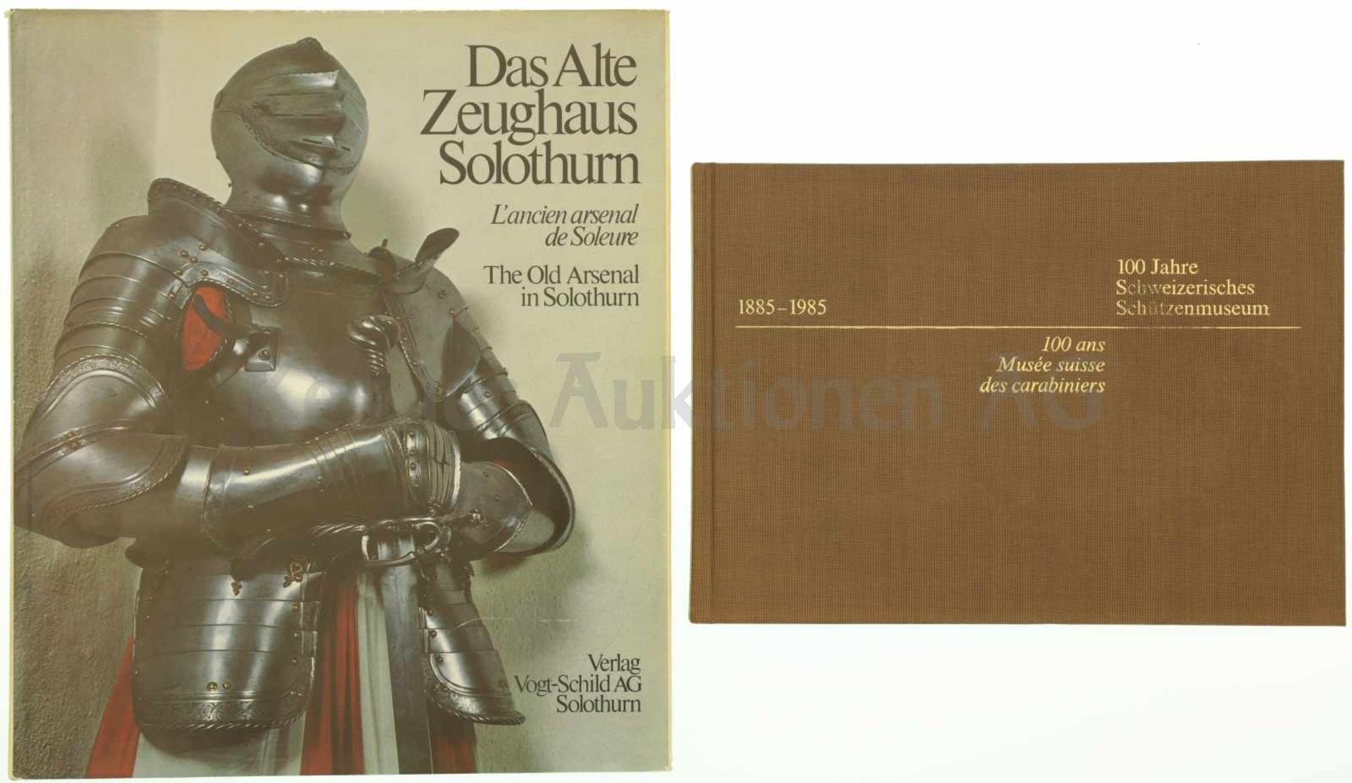 Konvolut von 2 Büchern 1. 100 Jahre Schweizerisches Schützenmuseum Bern, 1885-1985, 2. Das alte