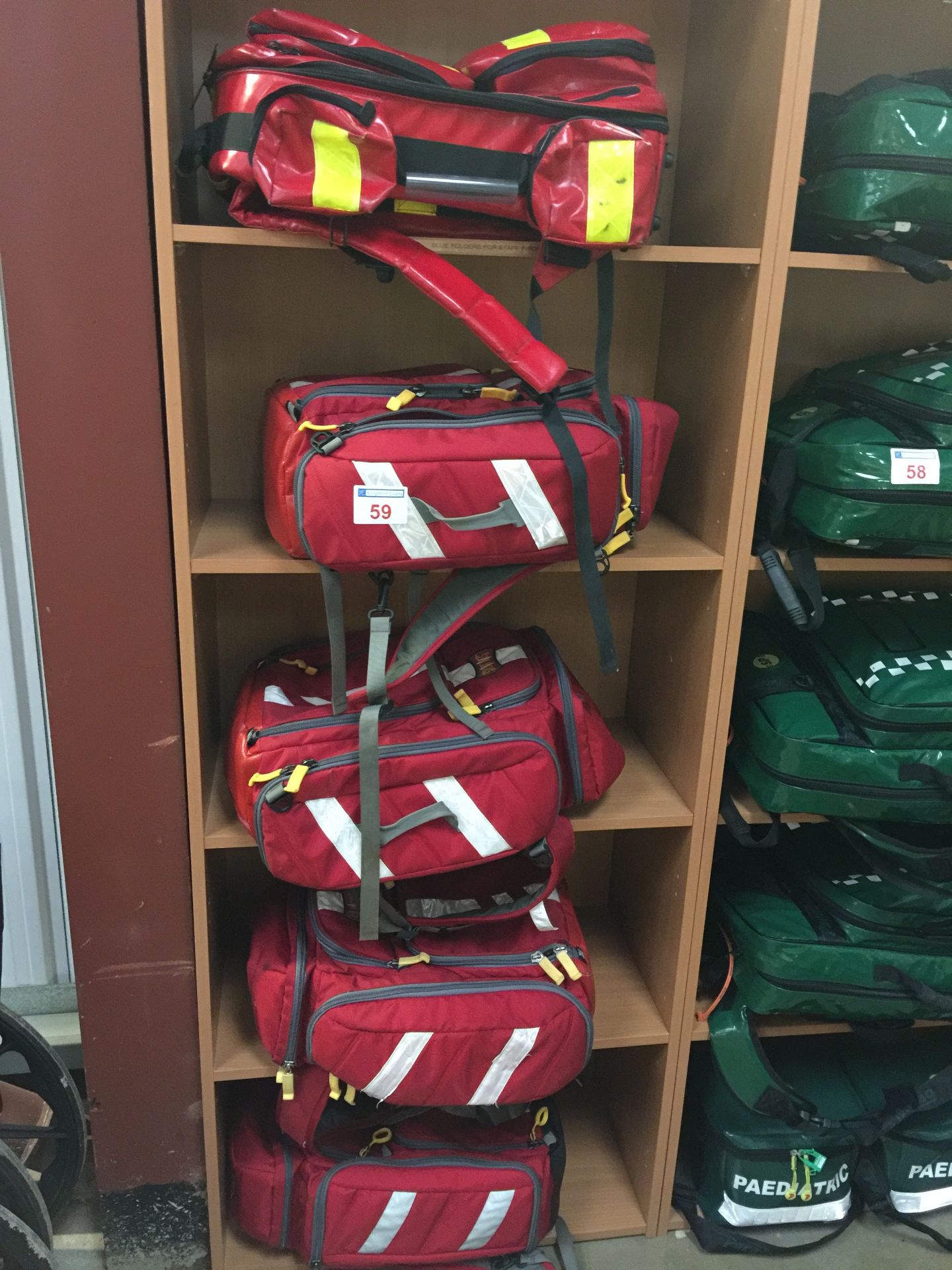 5 red Paramedic back-pack/bags