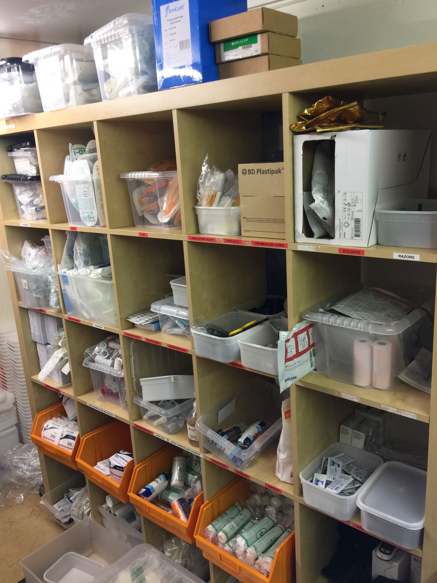 Large quantity of ambulance and medical consumables as lotted in two single bay racks and one pigeon - Image 7 of 9