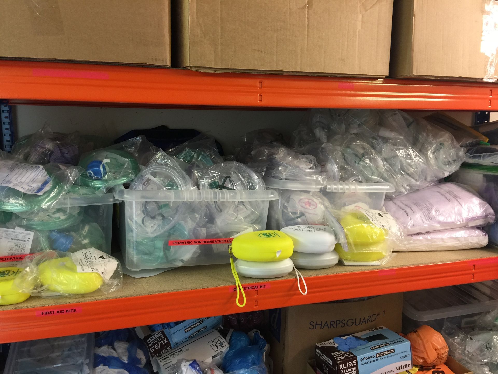 Large quantity of ambulance and medical consumables as lotted in two single bay racks and one pigeon - Image 2 of 9