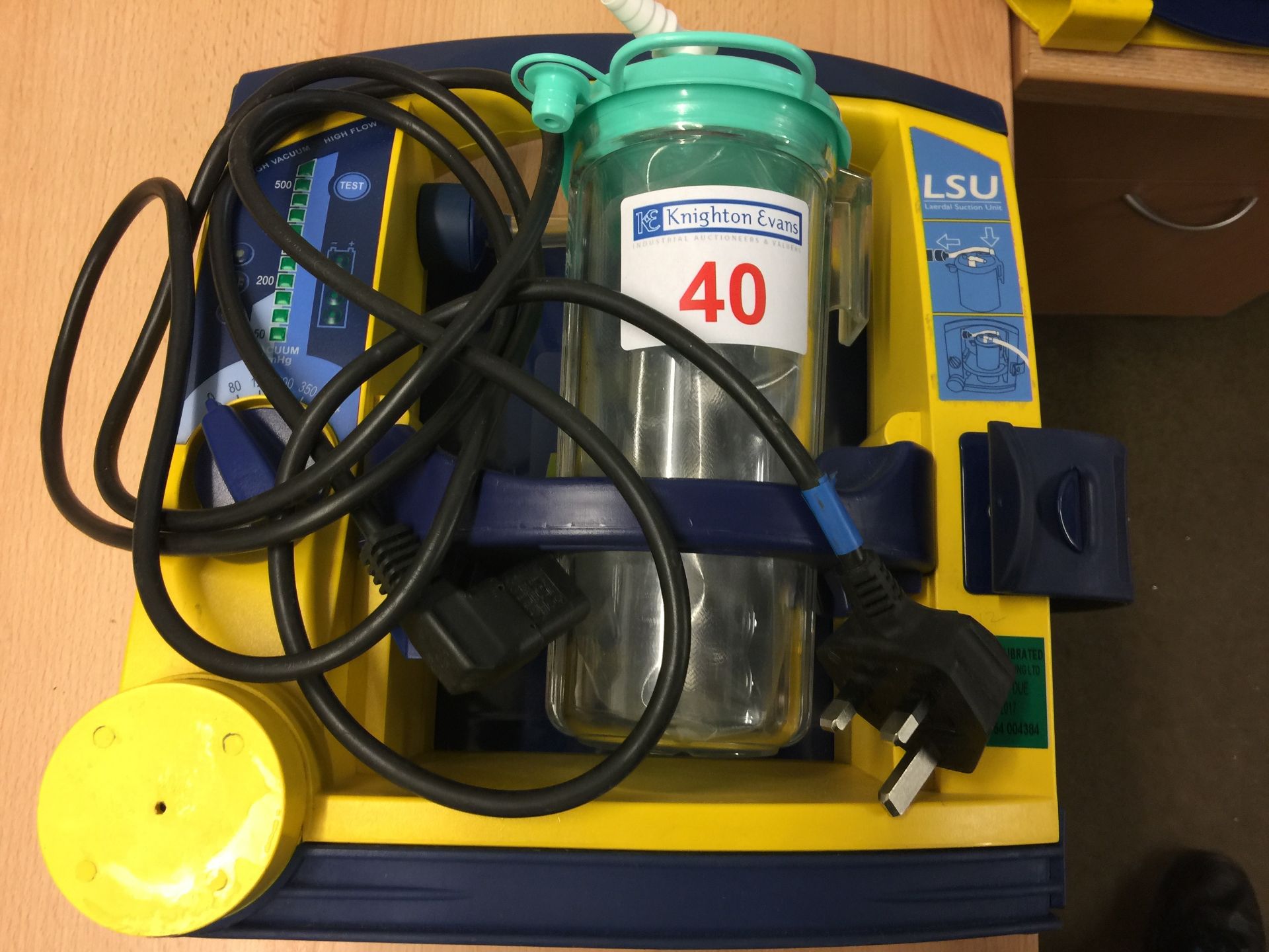 Laerdal LSU portable suction unit with mounting plate, test due October 2017 (no 12v charger)