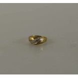 Damenring, Gelbgold 585, 2 Diamantreihen, RG 17mm