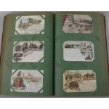 Jugendstil Postkarten-Album mit 390 Ansichtskarten Deutschland, Vorkrieg, Topographie, darunter