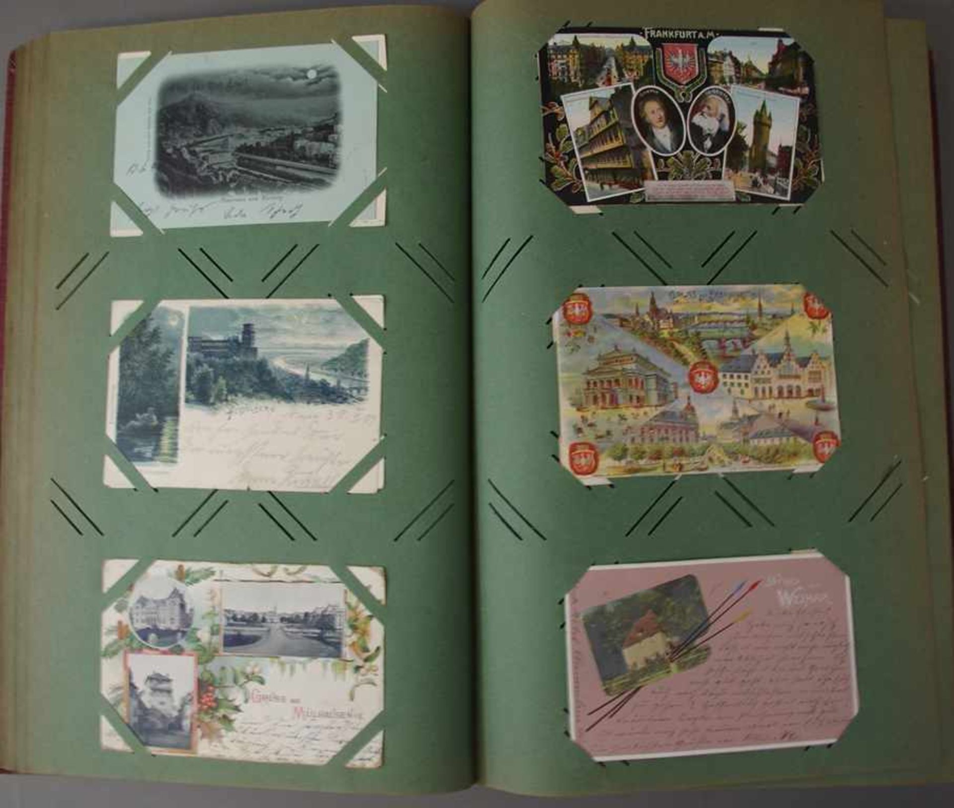 Jugendstil Postkarten-Album mit 390 Ansichtskarten Deutschland, Vorkrieg, Topographie, darunter - Image 3 of 4