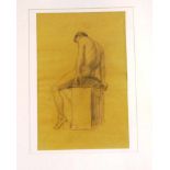 Aktzeichnung eines sitzenden Mannes, Blei/Kohle auf Papier, monogr. "IW", dat. (19)24, i.R. 72cm x