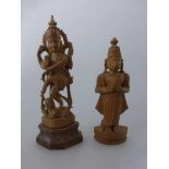 2 Holzskulpturen "Hanuman" u. "Shiva", geschnitzt, 20.Jh., h. 13/15cm