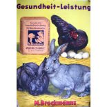 Werbeplakat um 1930 - M. Brockmanns Futterkalkmischung für jede Tiergattung, Zwerg-Marke, 71cm x