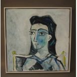 Picasso, Pablo (1881 Malaga - 1973 Mougins), Kopie nach, Öl/Malplatte, Portrait, von fremder Hand