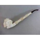 Meerschaum-Pfeife, Pfeifenkopf in Form eines vollplastischen arabischen Männerkopfes mit Bart,