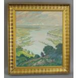 Martinka, Adalbert, Münchner Maler, um 1940, Blick auf eine weitläufige Flusslandschaft, sign., Öl/