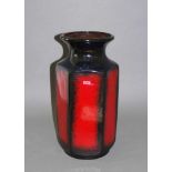 Keramik Bodenvase, 1960er Jahre, Scheurich, Modell 297, bräunlich/rote Glasur, h. 41cm