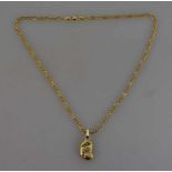 Goldkette (Feingehalt 585), 4,2g., l. 44cm, mit Goldnugget (Feingehalt min. 750), 7,8g. ca. 1,9cm